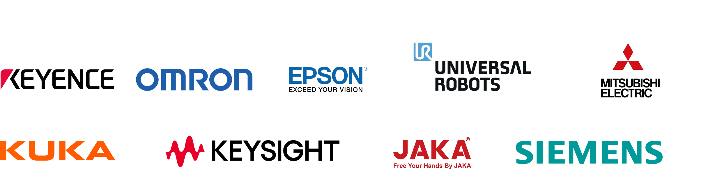 Keyence, Omron, Epson, Universal robots, Mitsubishi electronic